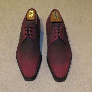 Corthay Serigo Woven Burgundy Black Canvas Three Eyelet Derby 7D NWOB $2192